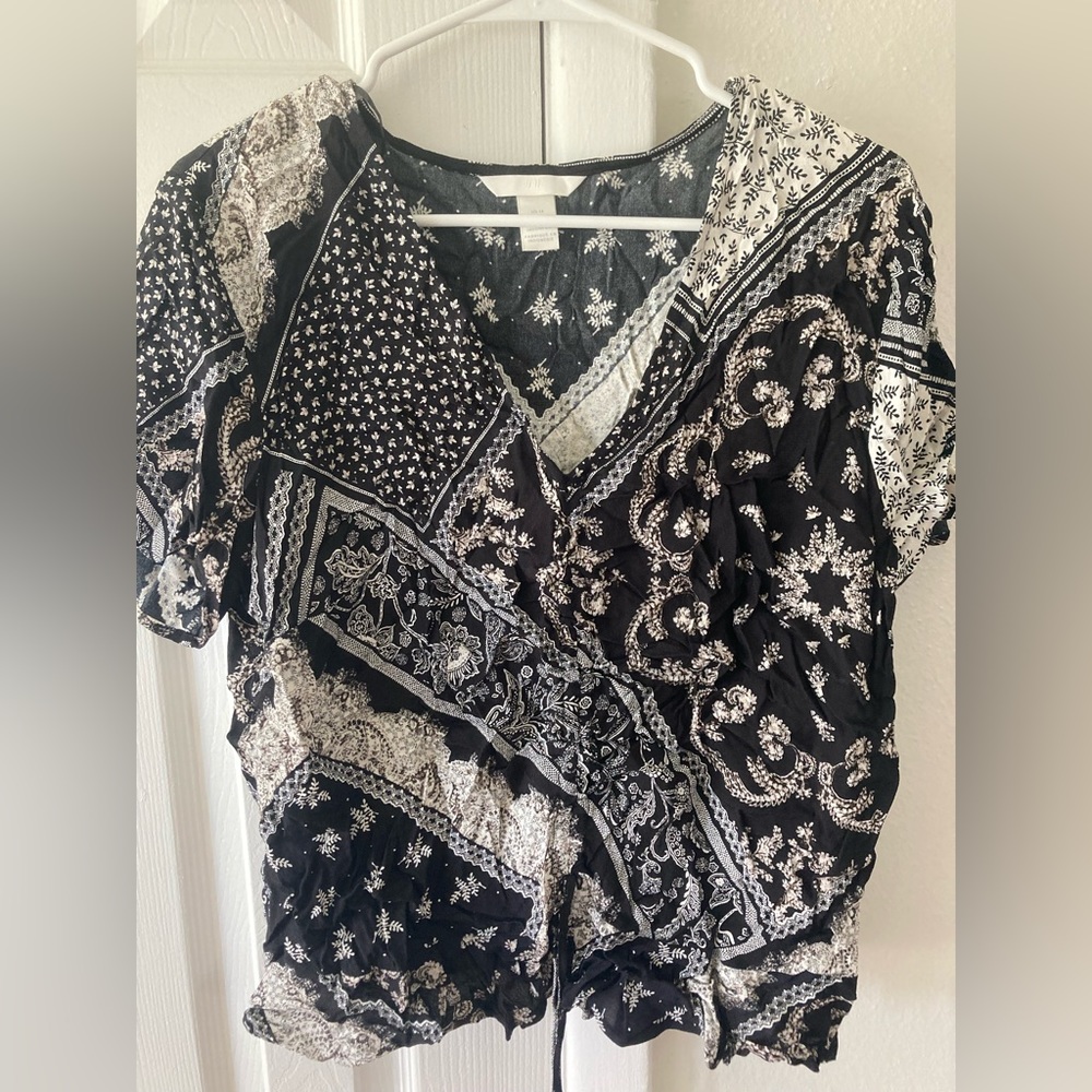 Black and White Blouse